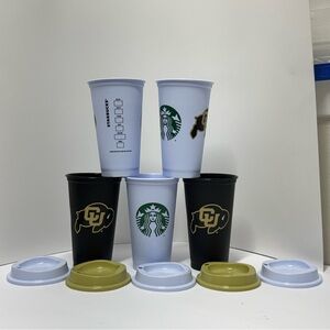 Starbucks 16oz. Collectable UC Buffalos Cups With Lids. Set of 5